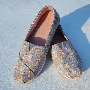 TOMS Alpargata Classic Slip-Ons | Charcoal Grey Fox Print | Size 7